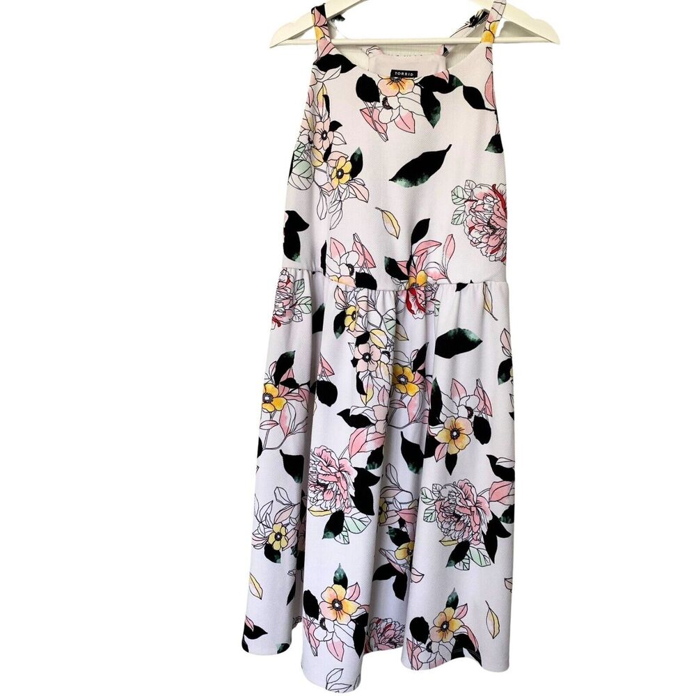 Torrid Wms Size 1X Textured Knit Floral Print Skater Flare Dress